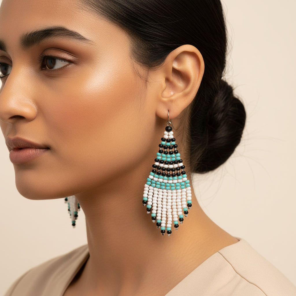 Color Verse- Beaded strand dangler earrings