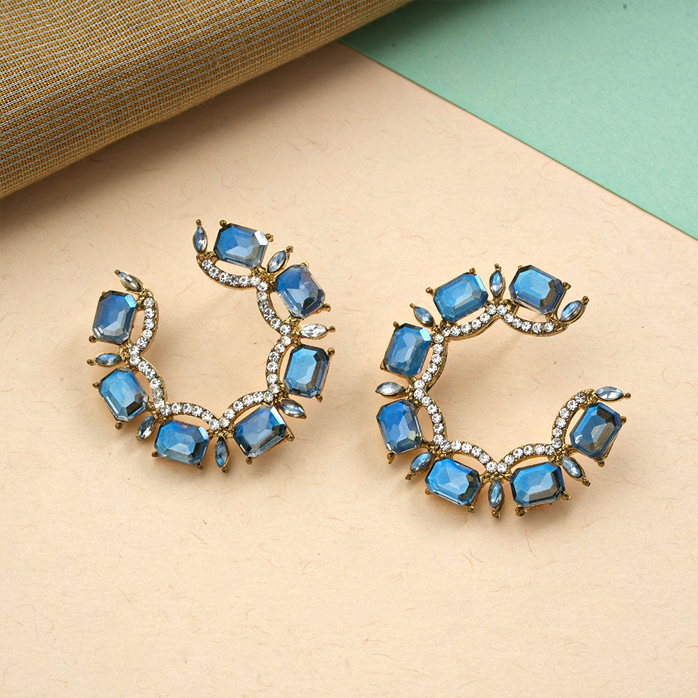 Crystal case- stone studded hoop earrings