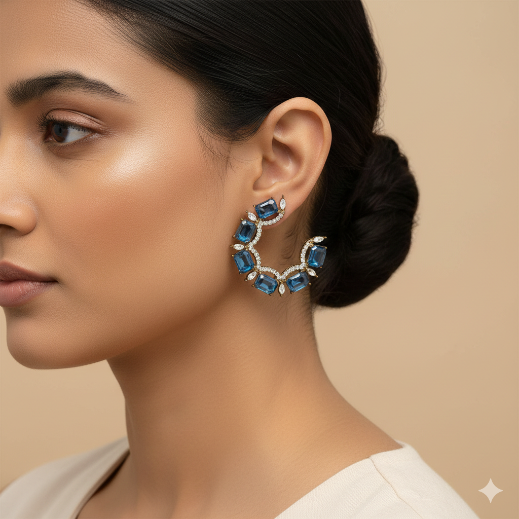 Crystal case- stone studded hoop earrings