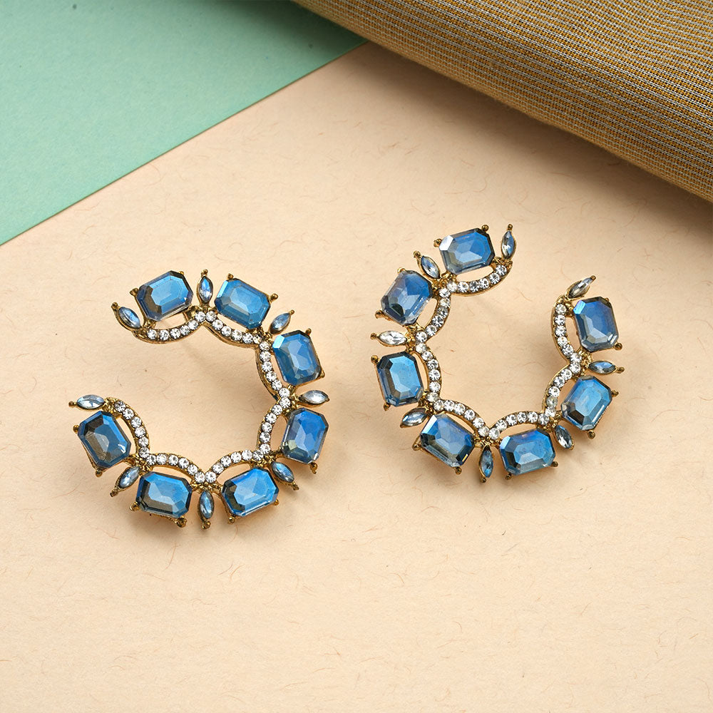 Crystal case- stone studded hoop earrings