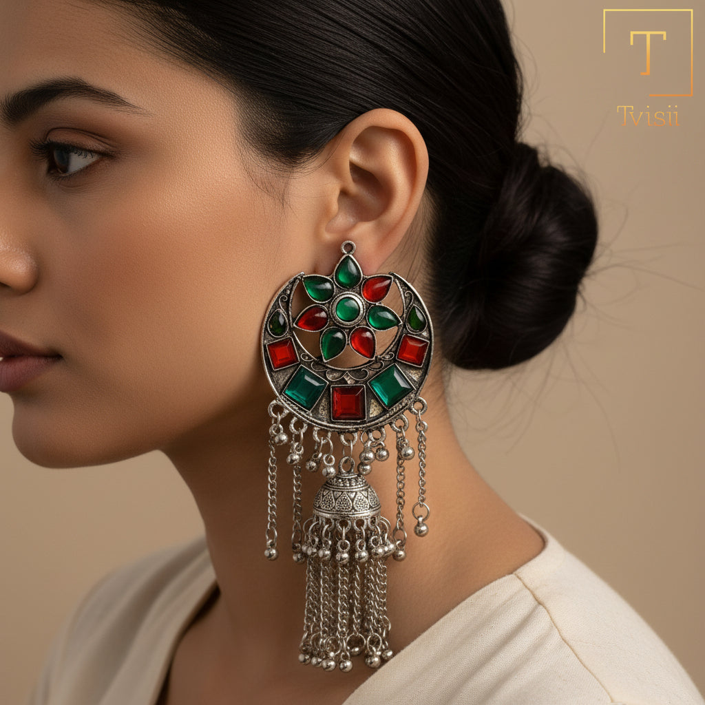 Queen’s Grace- Stone studded Jhumki Earrings