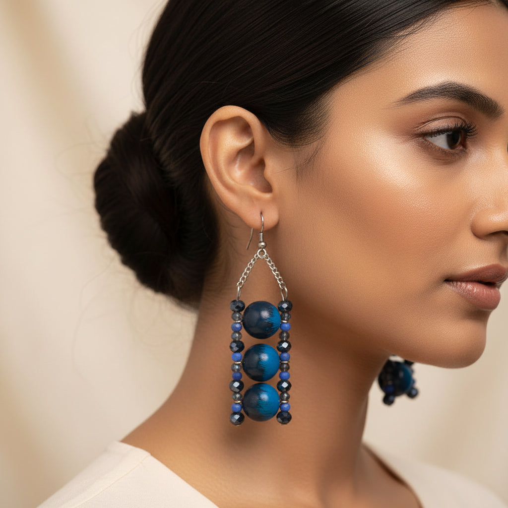 Pearl Locked- Beaded Framed Dangler earrings