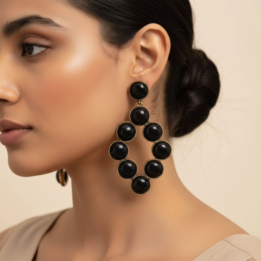 Ornate Aura- Pearl Studded Dangler Earrings