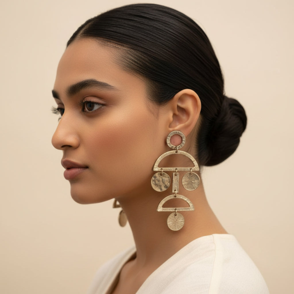 Golden Grace- Golden matellic dangler earrings