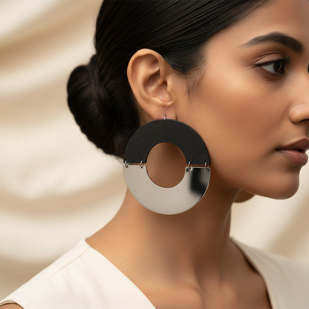 Contrast culture- wooden dangler earrings