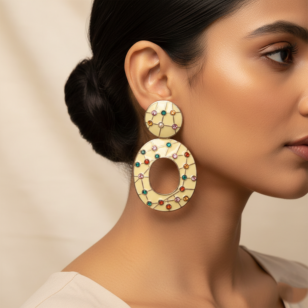 Bloom of Light- Stone studded dangler earrings