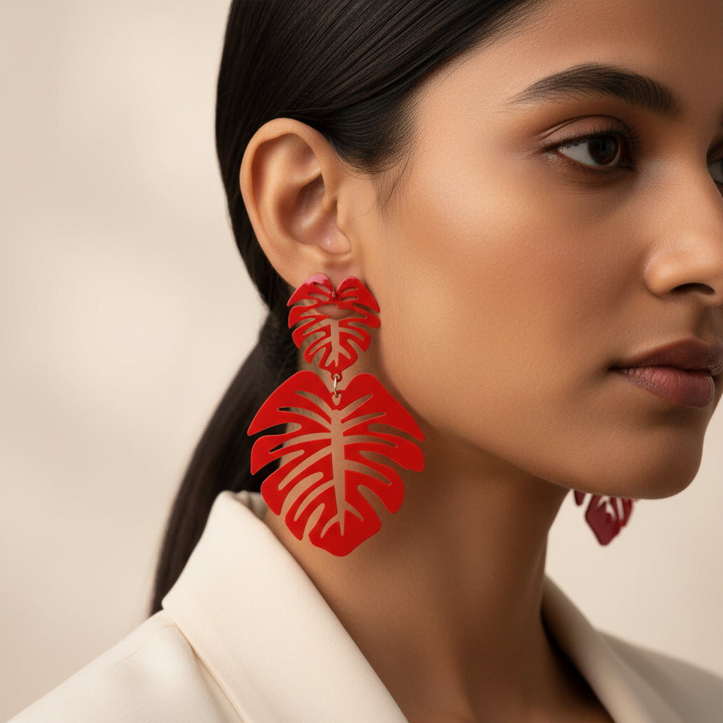 Palm Glam- Lead shaped dangler Earrings