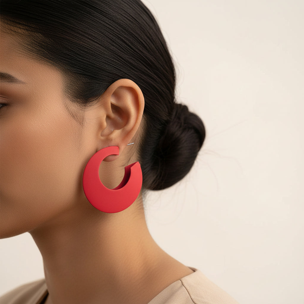 Dust Petal- Vibrant pink hoop earrings