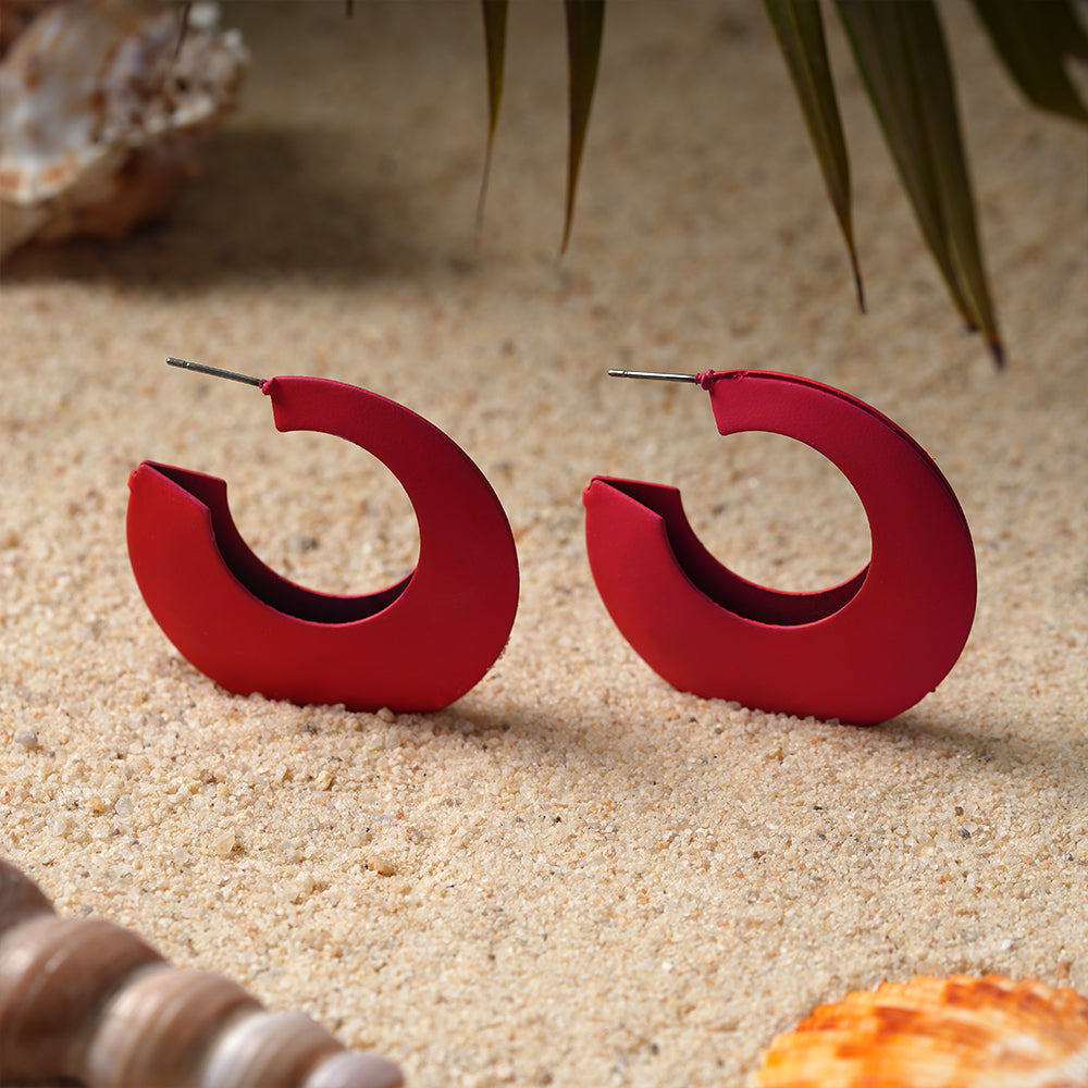 Dust Petal- Vibrant pink hoop earrings