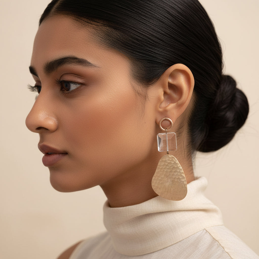 The Golden Story- Metallic golden dangler earrings