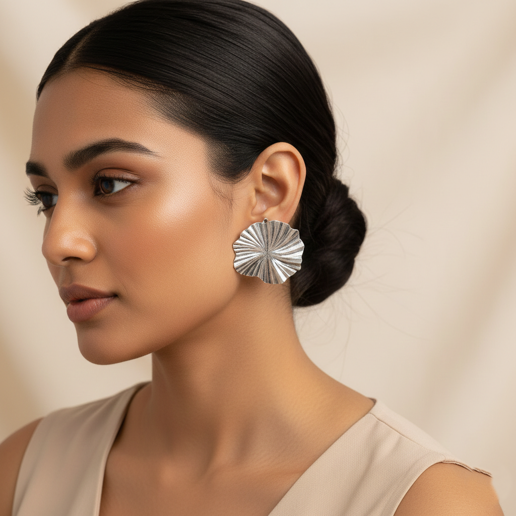 Flawless fora- Silver floral studs
