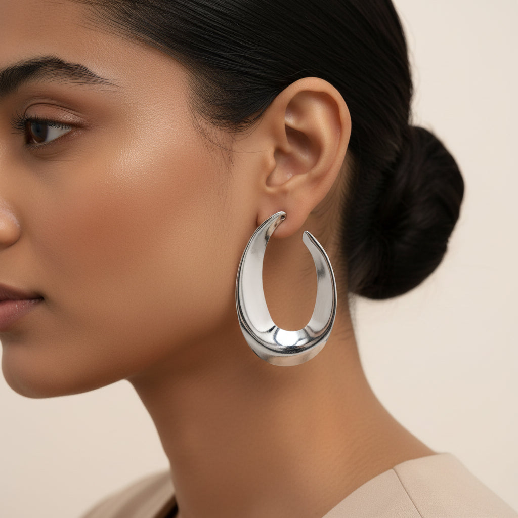 Shore Light- Silver hoop earrings