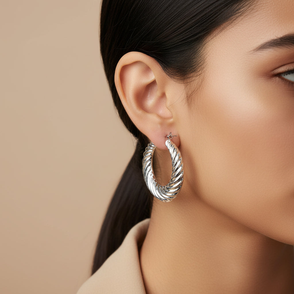 Arc Light- Silver hoops earrings