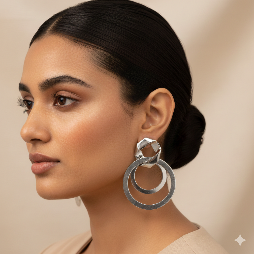 Frame glow- Silver dangler earrings