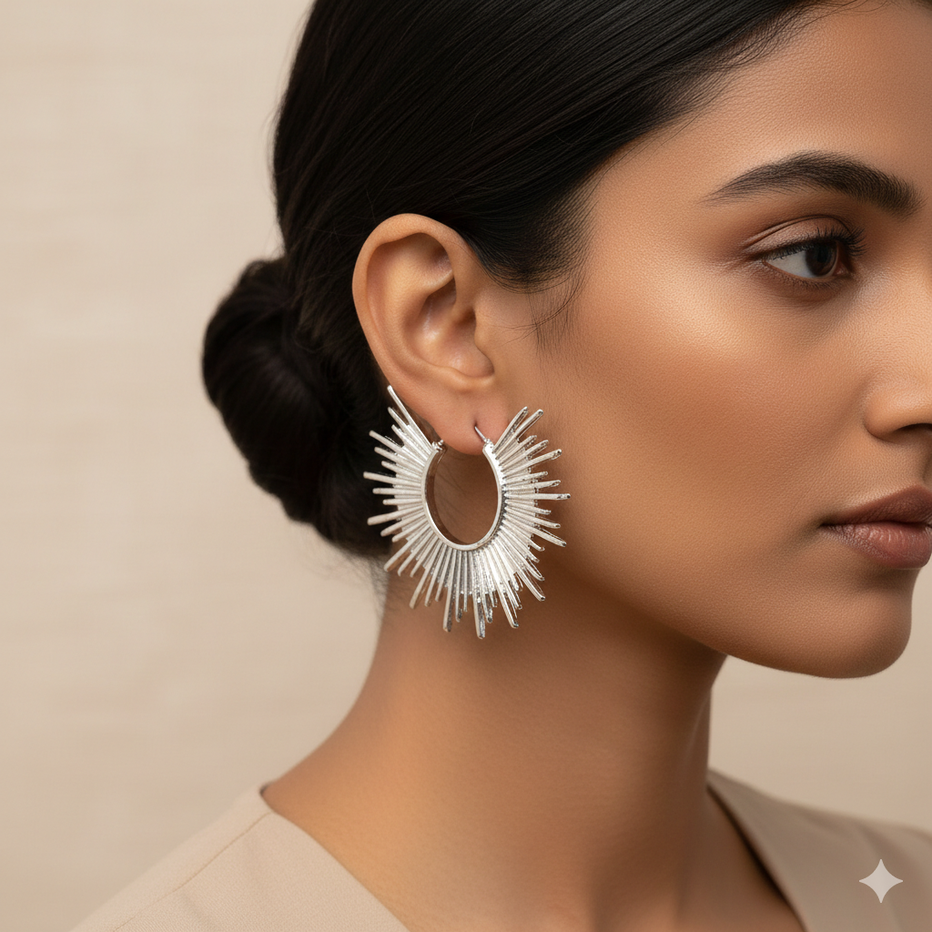 Silver Ray- Silver stud earrings