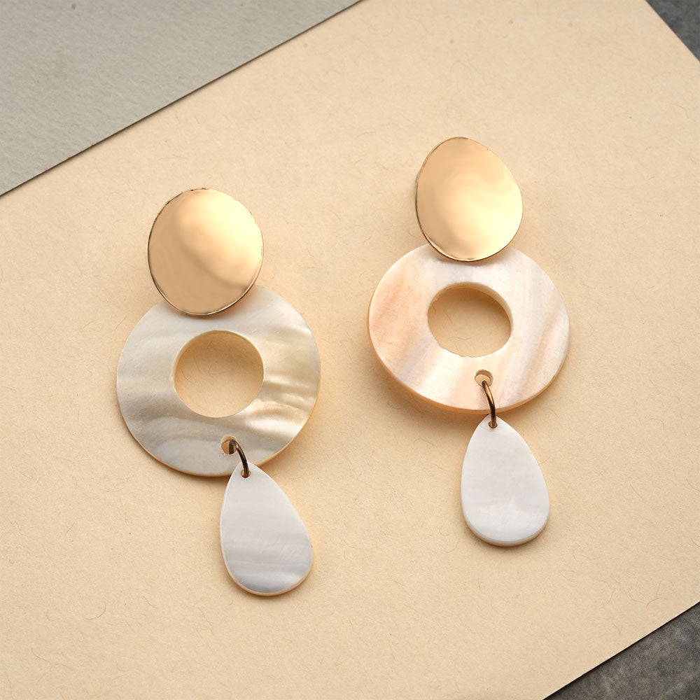 Golden Curve- Marble texture Dangler earrings