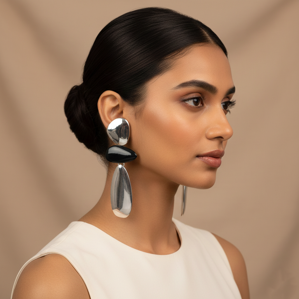 perfect pebbles- Metallic dangler earrings