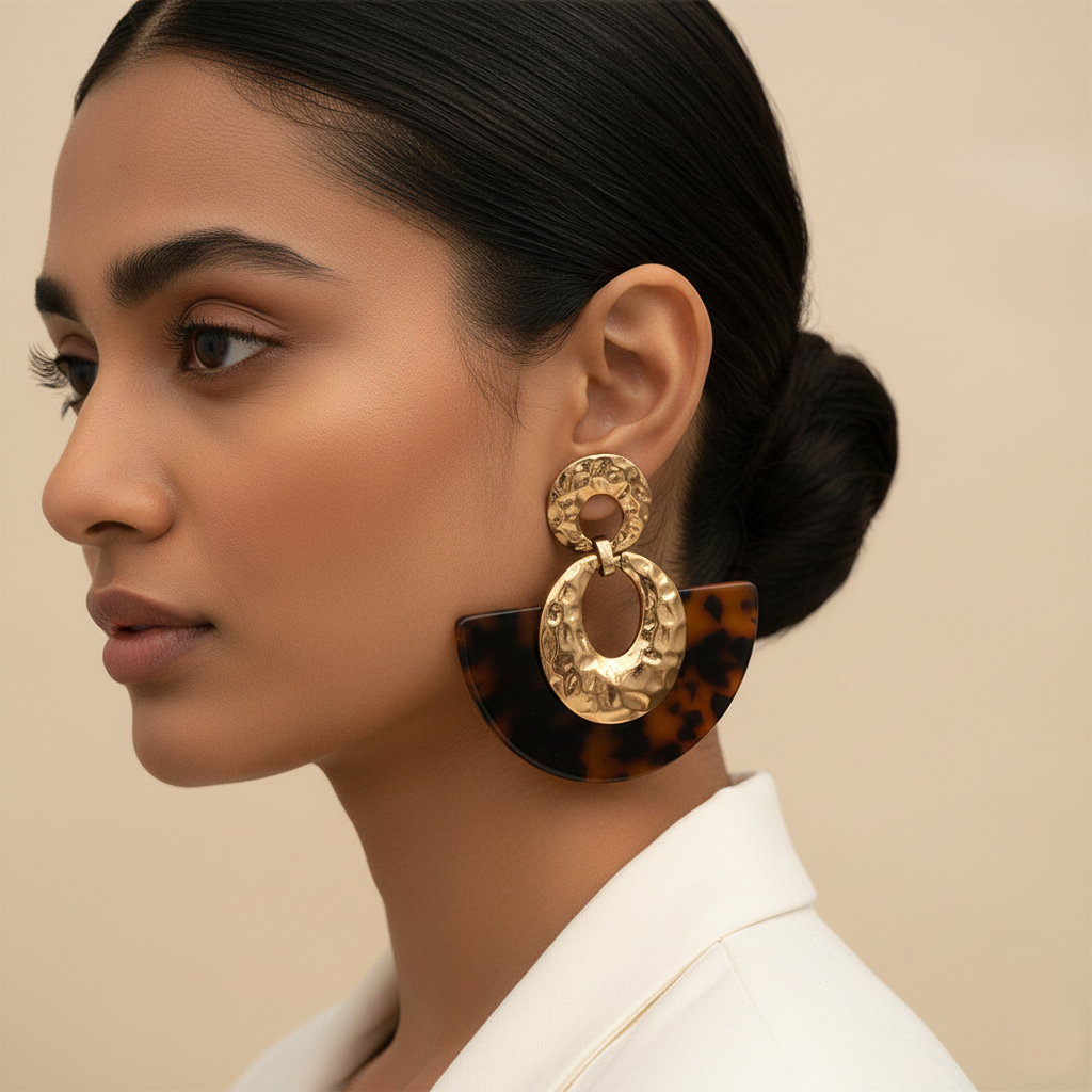 Gleam and shine- Golden metallic dangler earrings
