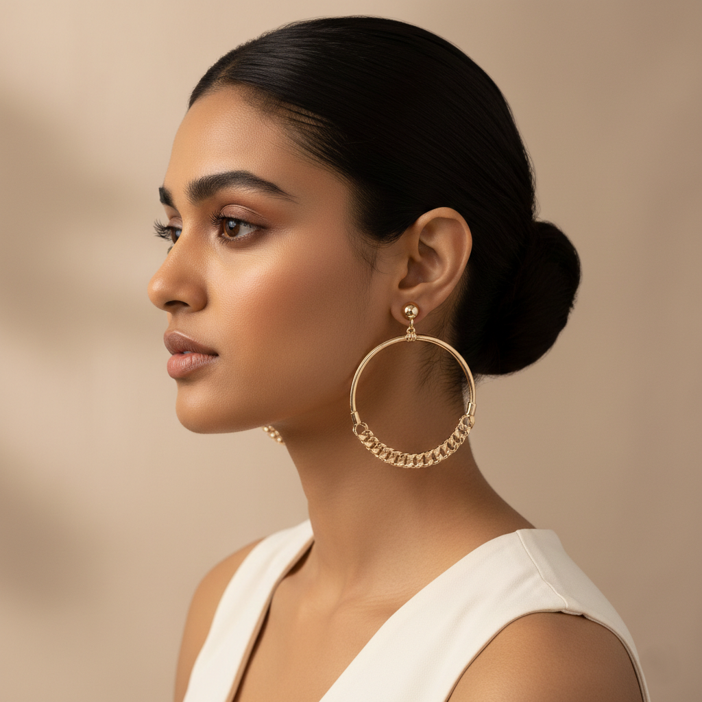 Golden Thread- Golden framed Hoops Earrings