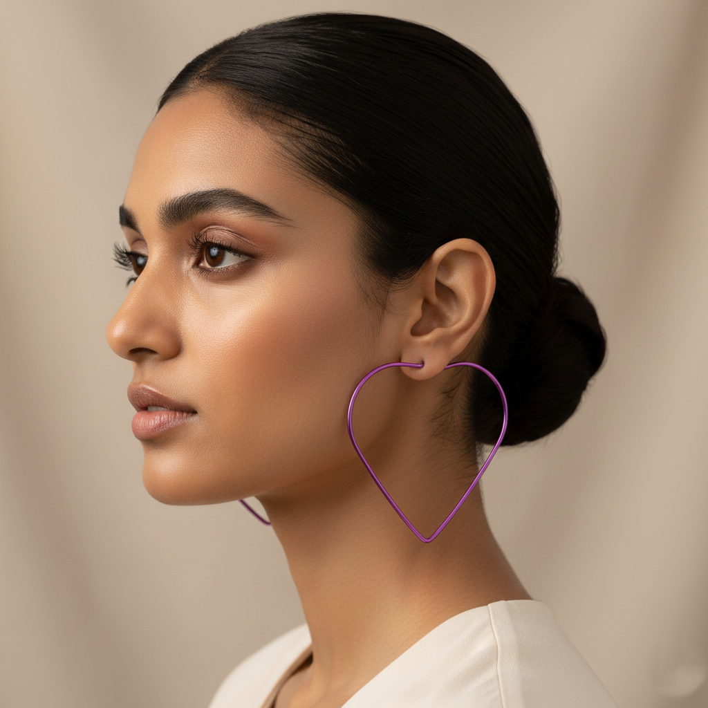 Pure Line- Heart Shaped hoop earrings