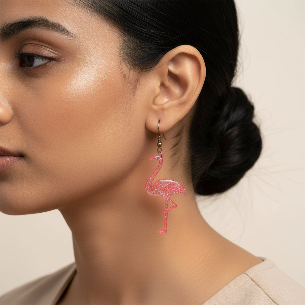 Soft Wing- Flamingo shaped dangler earrings