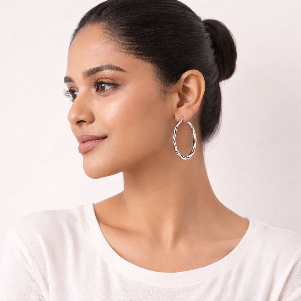 Golden Bloom- Twisted metallic hoop earrings
