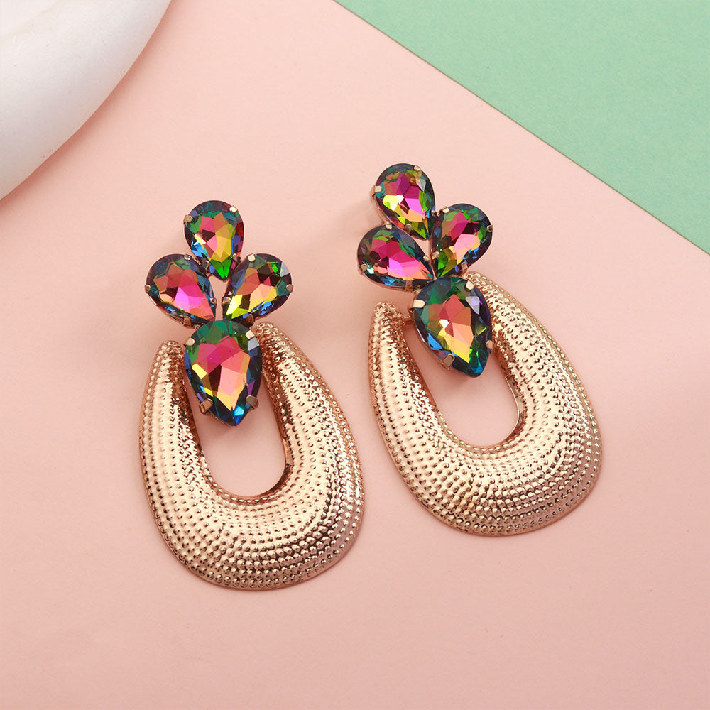 Shiny Plume- Stone studded Dangler earrings