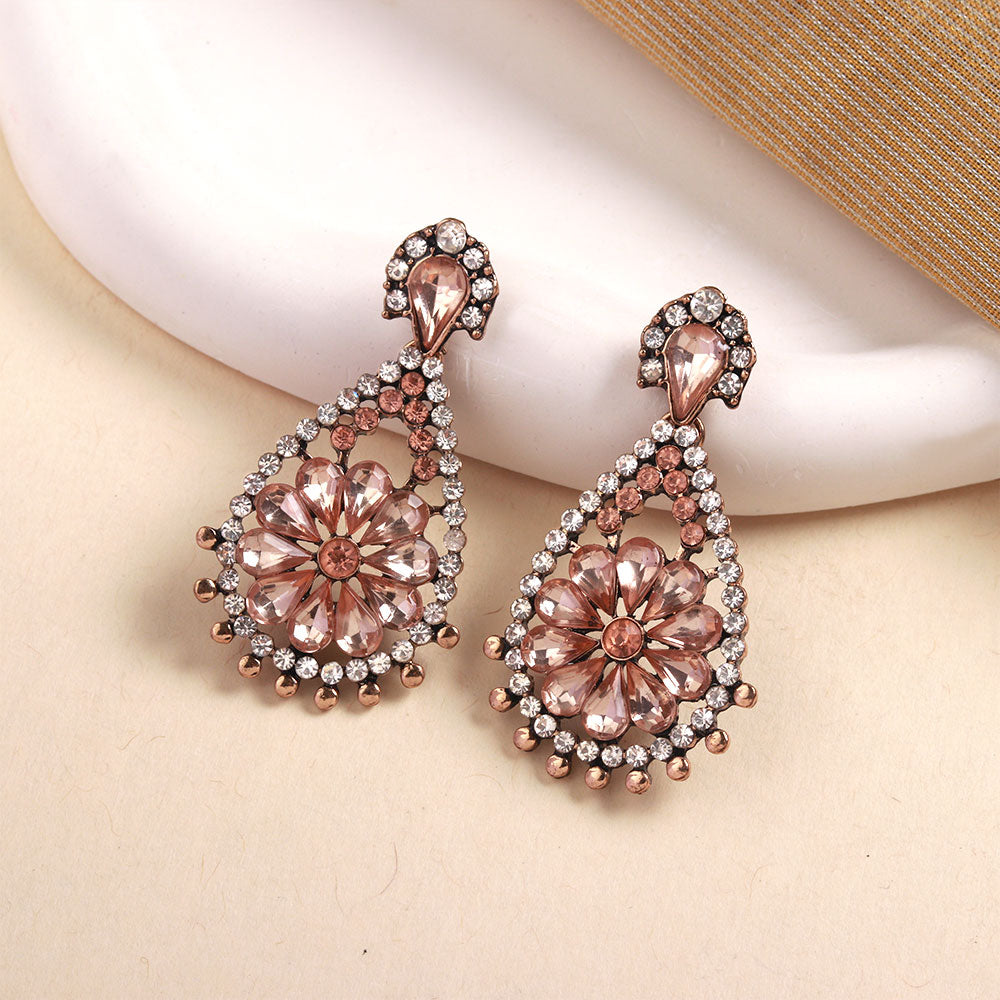 Golden glow- Stone framed Dangler earrings