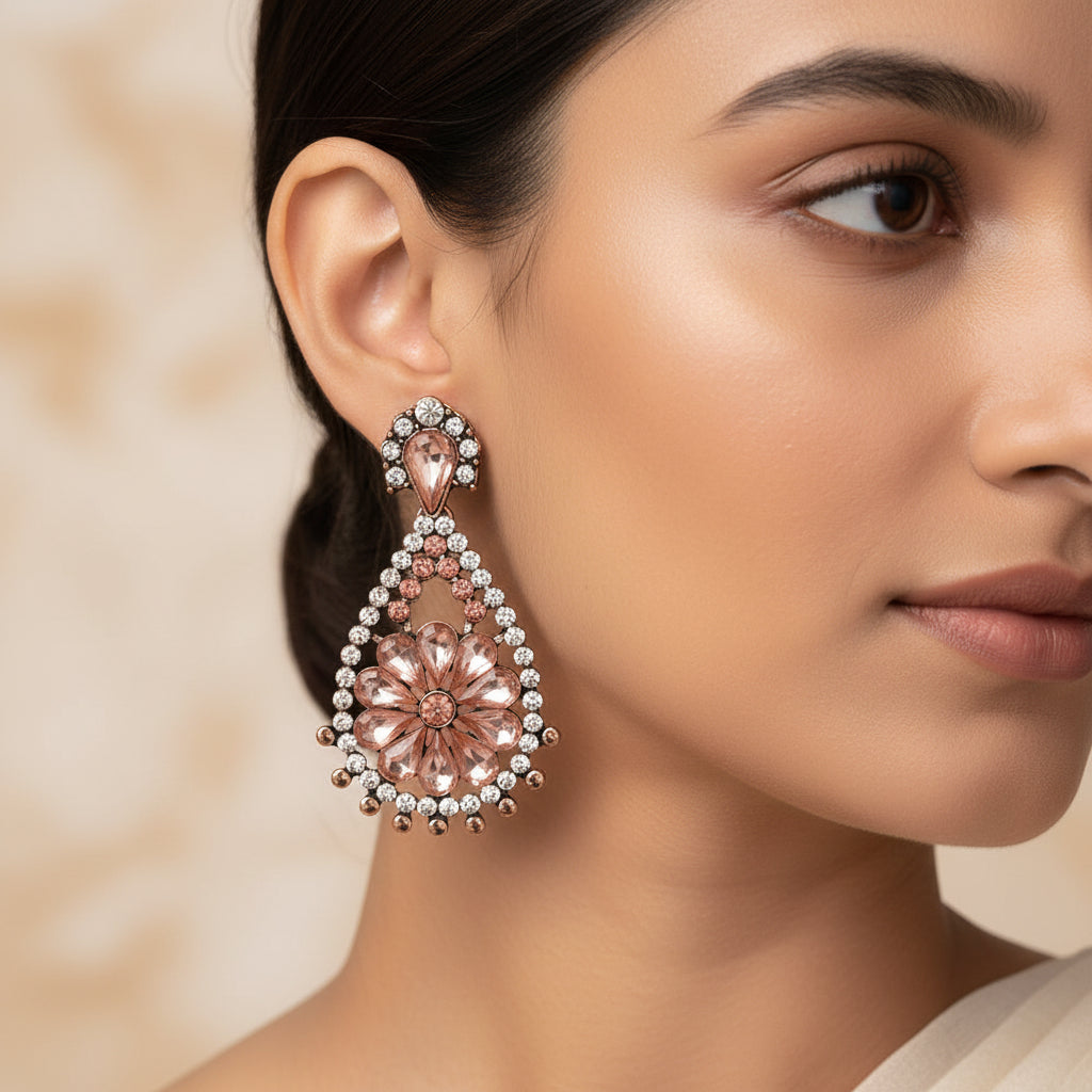 Golden glow- Stone framed Dangler earrings