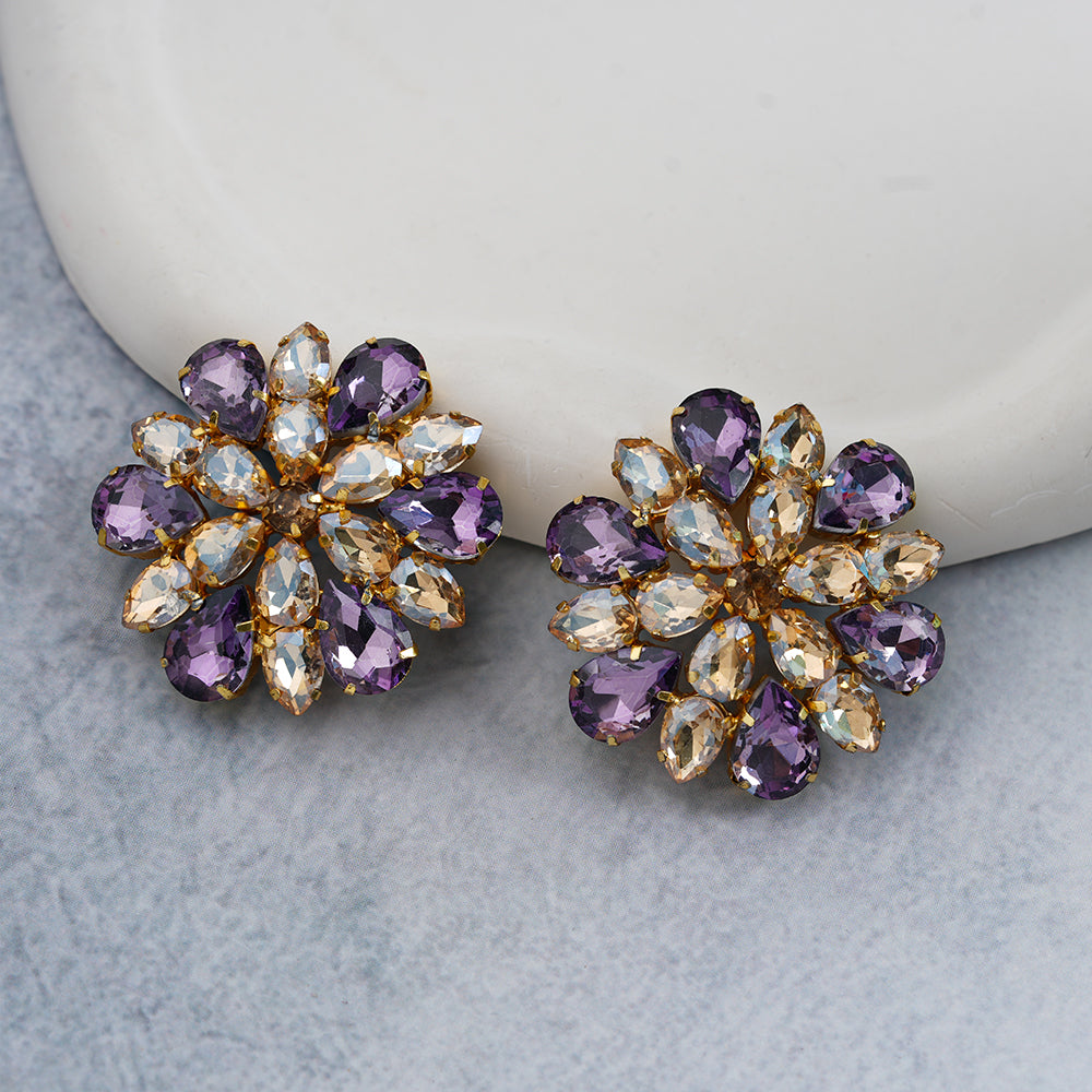 Royal bloom- Stone studded Stud earrings