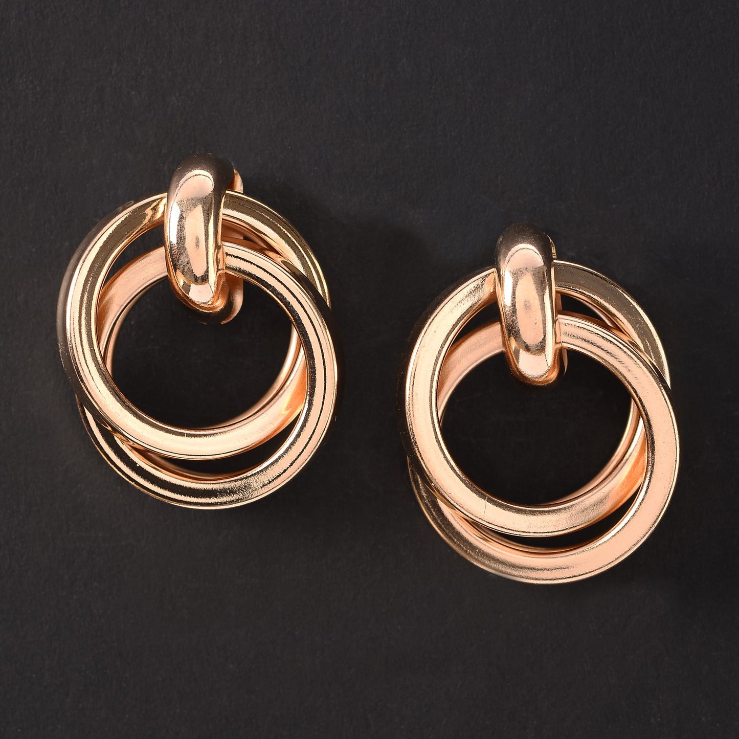 Sleek spiral- Golden rings Stud Earrings