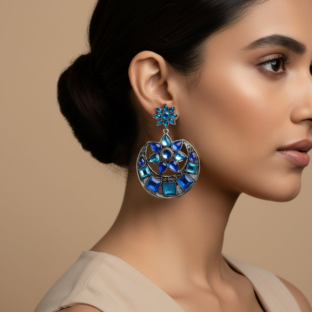 Moonstone beauty- stone studded dangler earrings