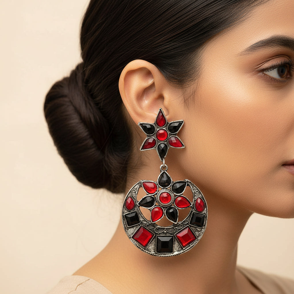 Moonstone beauty- stone studded dangler earrings