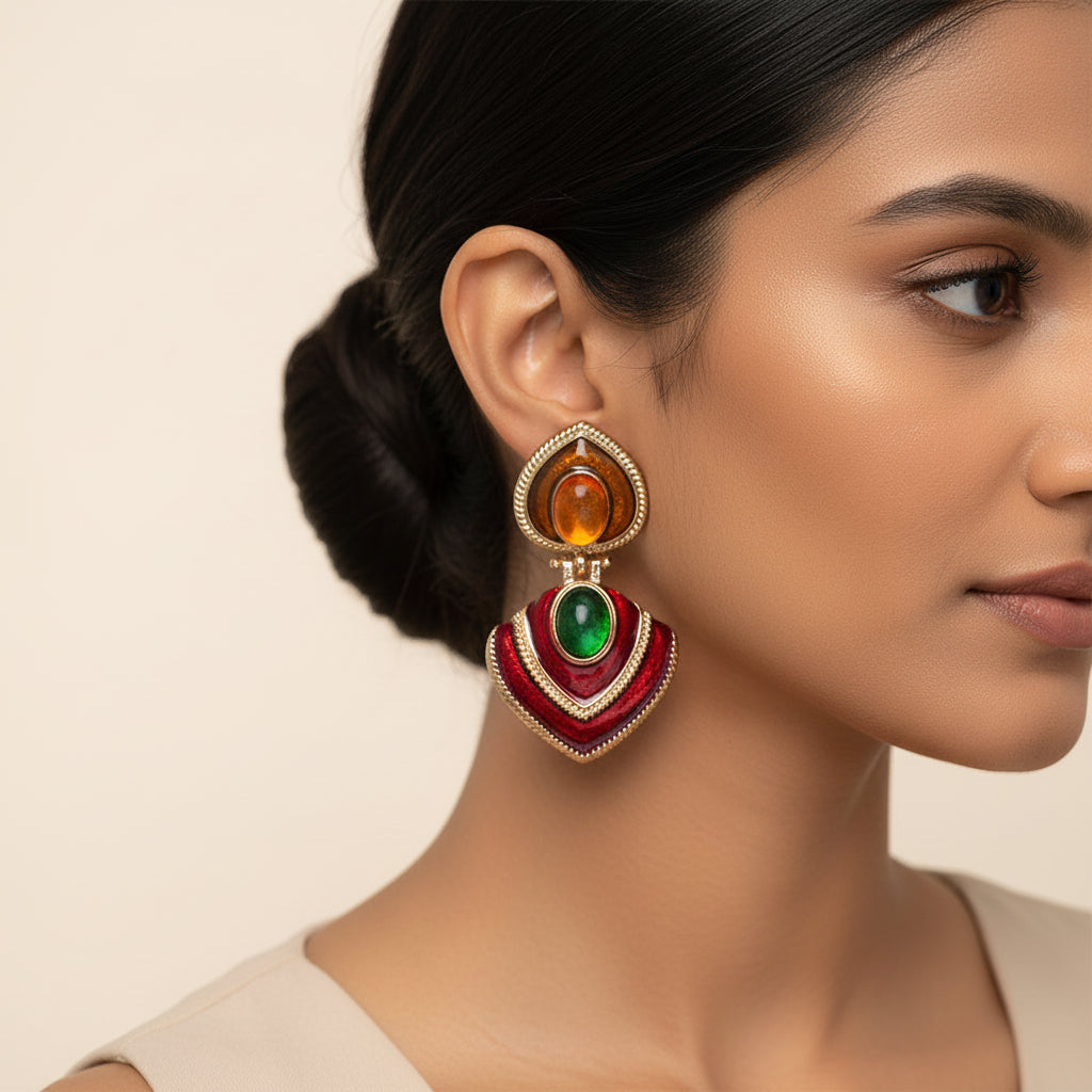 regal stones- Stone studded dangler earrings