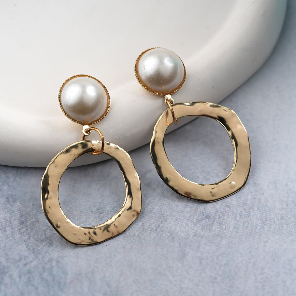 Happy Gypsy- Sone studded metallc dangler earrings