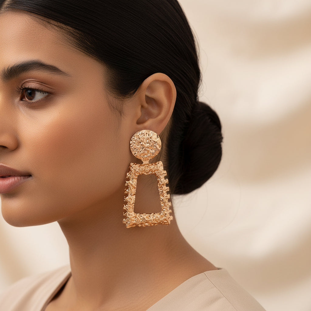 Golden Hues- Metallic golden dangler earrings