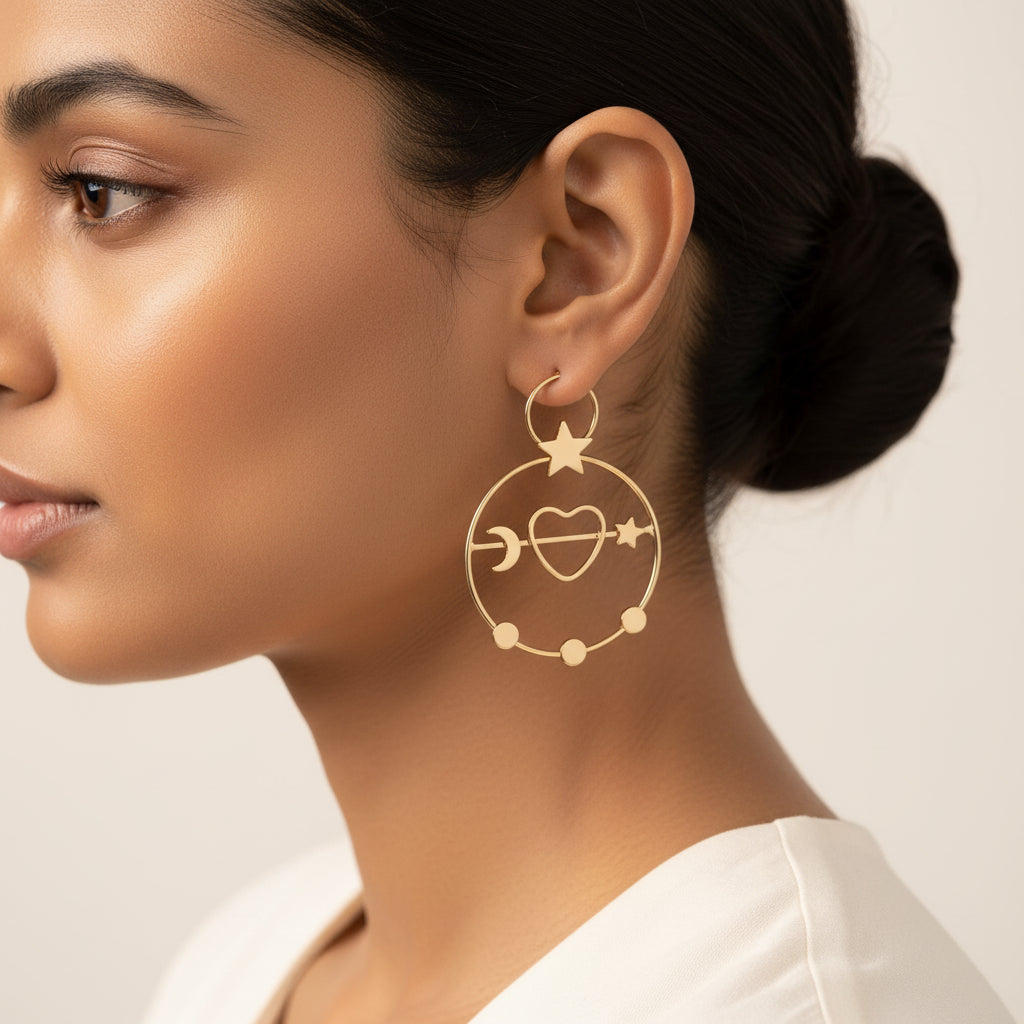 Whispered Bright- Golden framed Dangler earrings