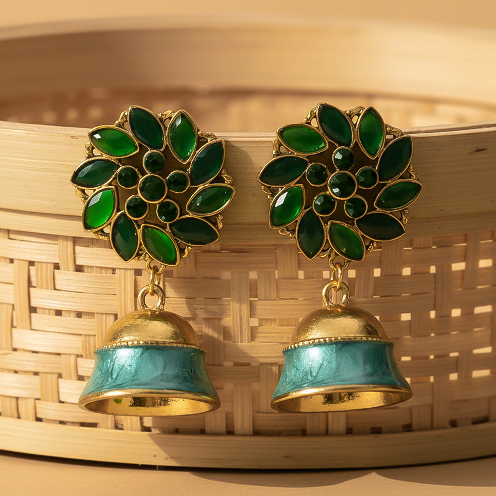 Star Whisper- Stone studded jhumka earrings