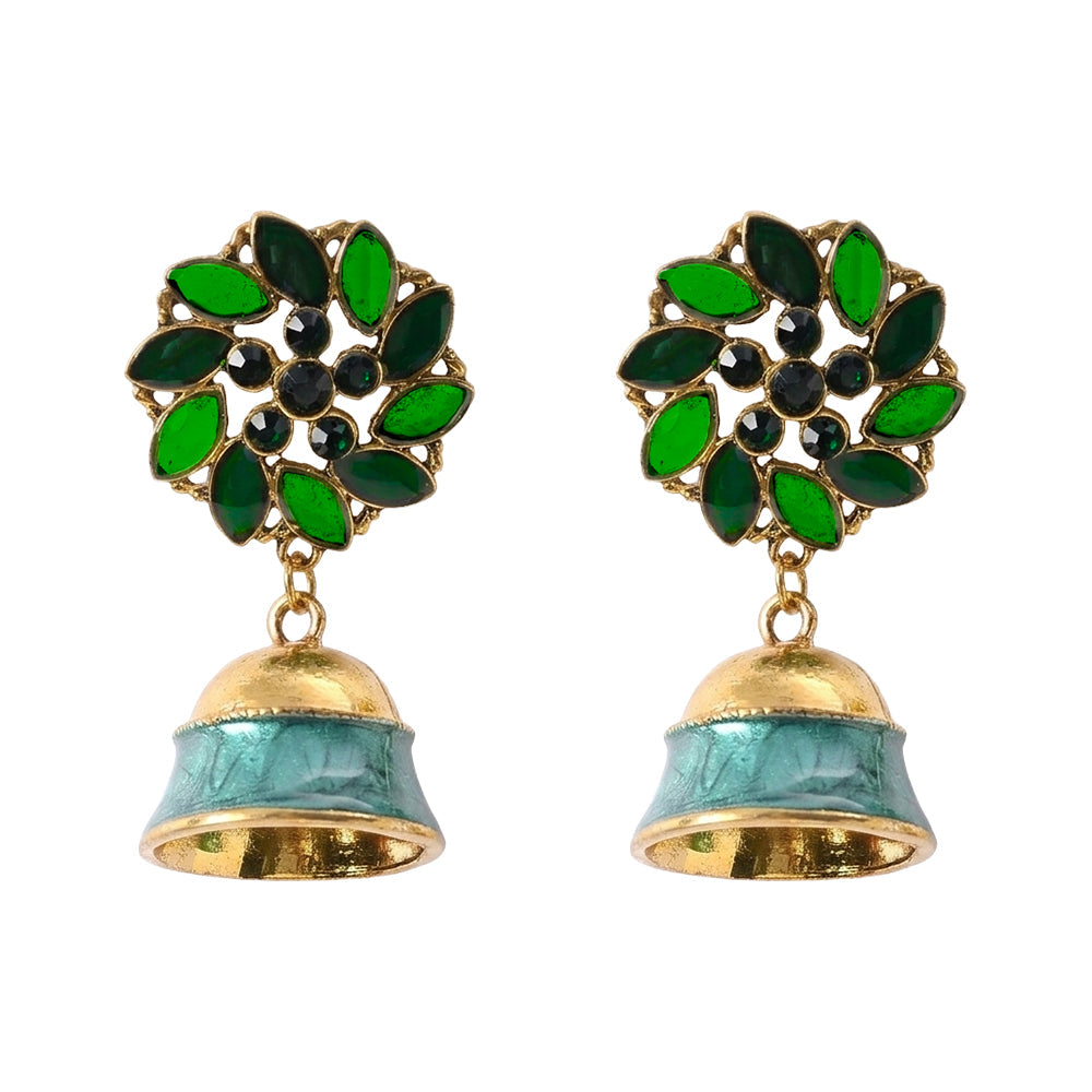 Star Whisper- Stone studded jhumka earrings