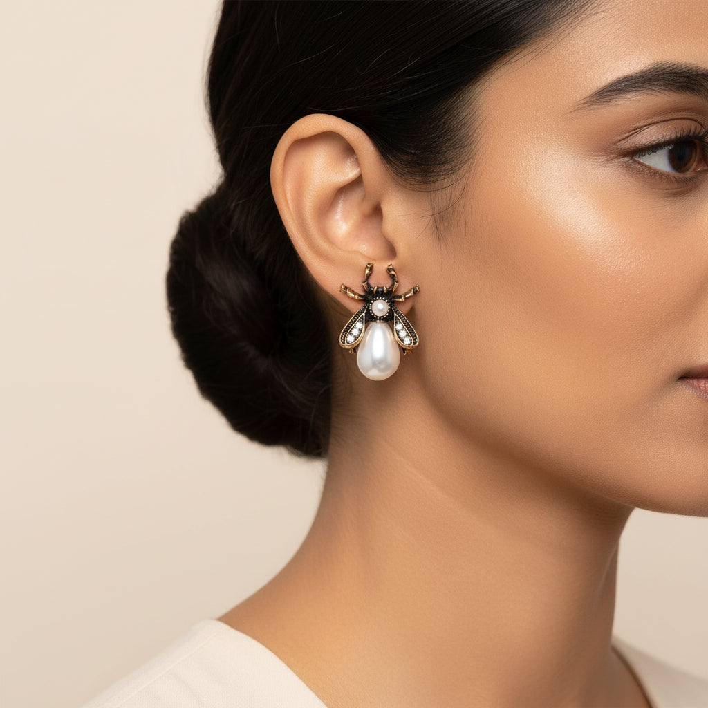 Luna Fly- Pearl stud earrings