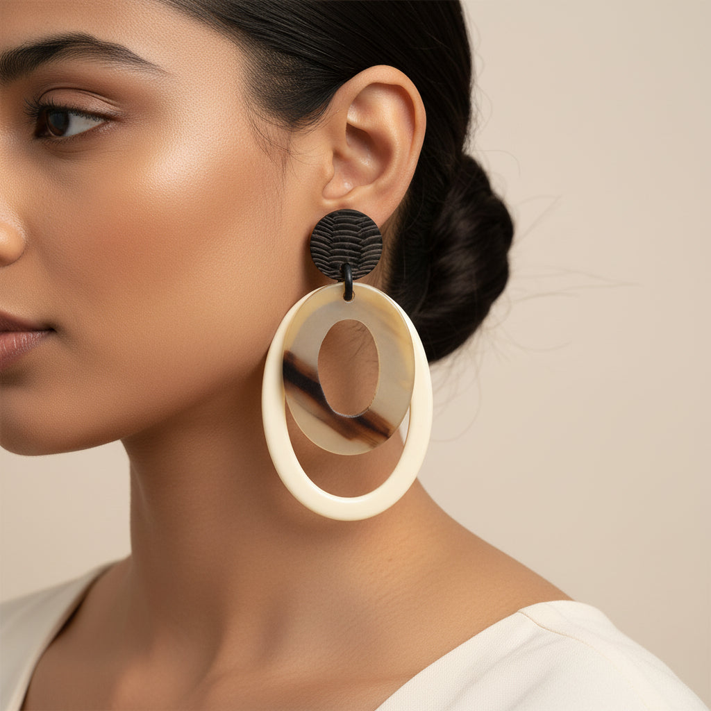 Velvet dew- Marble textured Dangler earrings