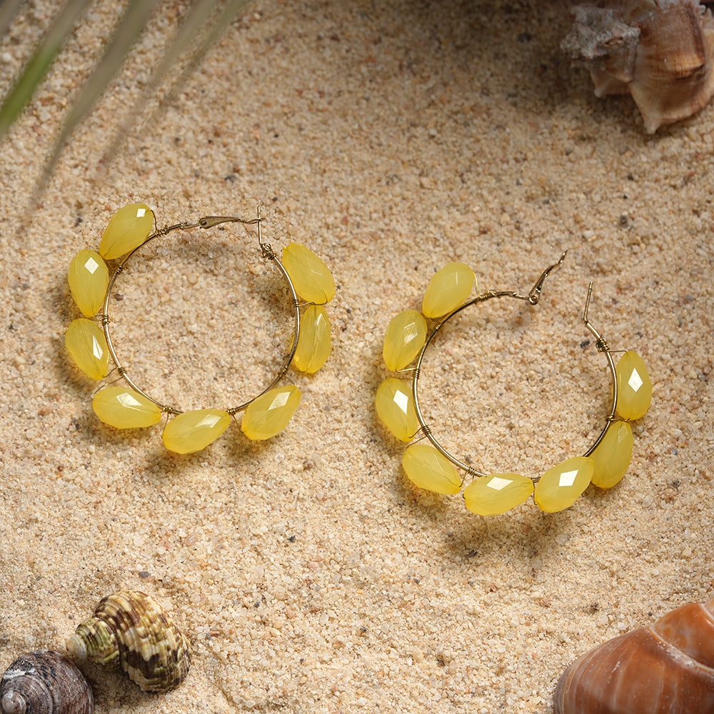 Petal Flutter- Bead studded hoop earrings
