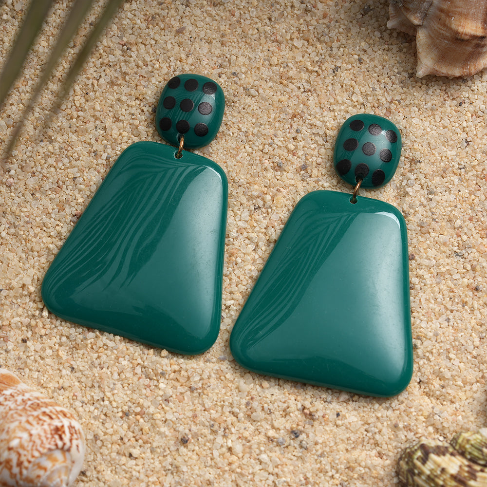 Gentle Glide- Shiny dangler earrings (Green)