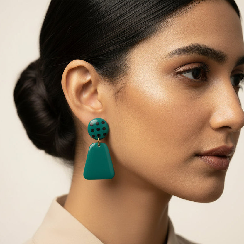 Gentle Glide- Shiny dangler earrings (Green)