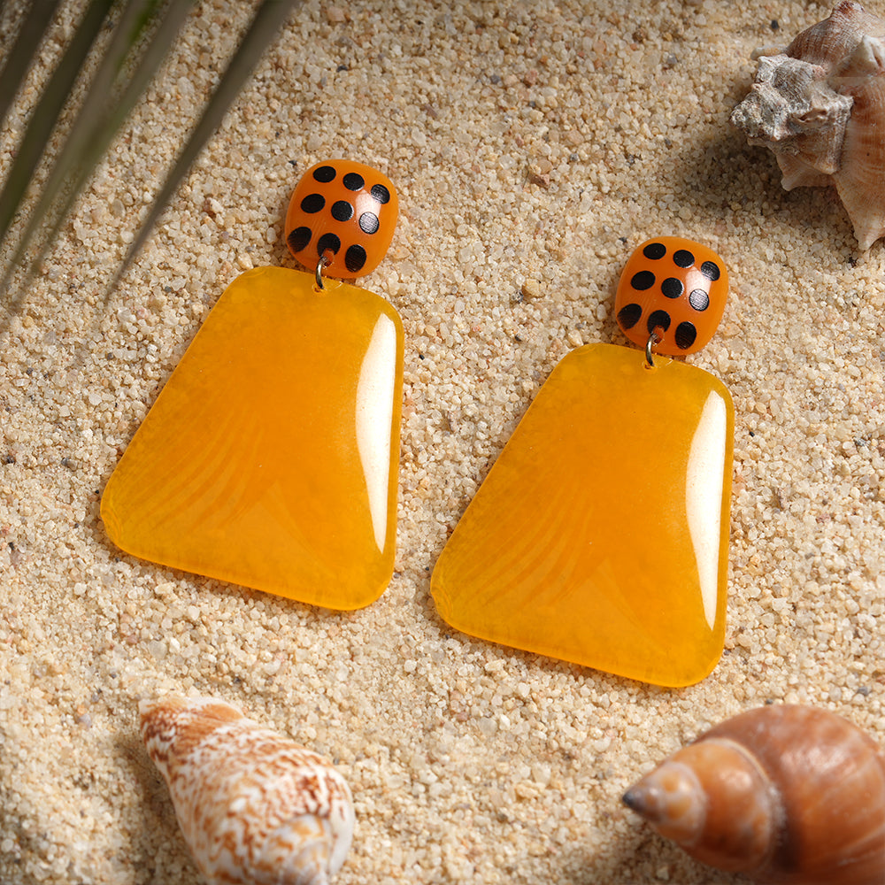 Gentle Glide- Shiny dangler earrings (Yellow)