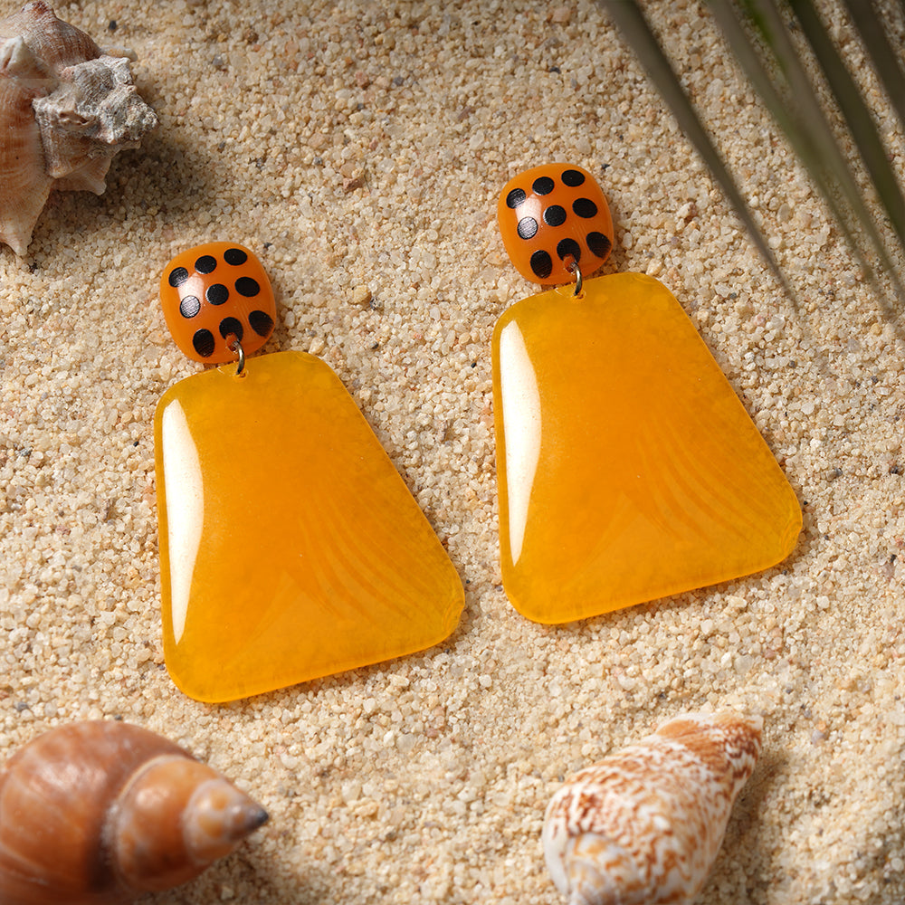 Gentle Glide- Shiny dangler earrings (Yellow)