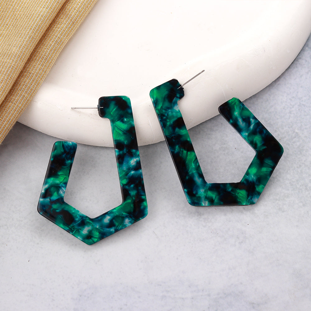 Stone Whisper- Marble Textured Hoop Earrings