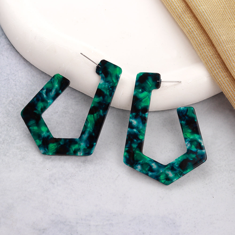 Stone Whisper- Marble Textured Hoop Earrings