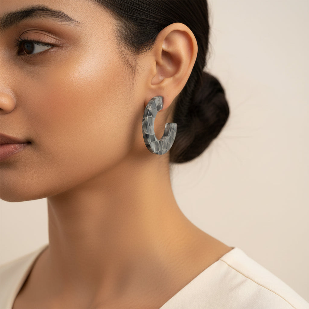 Bare Marble- Marble textured stud earrings