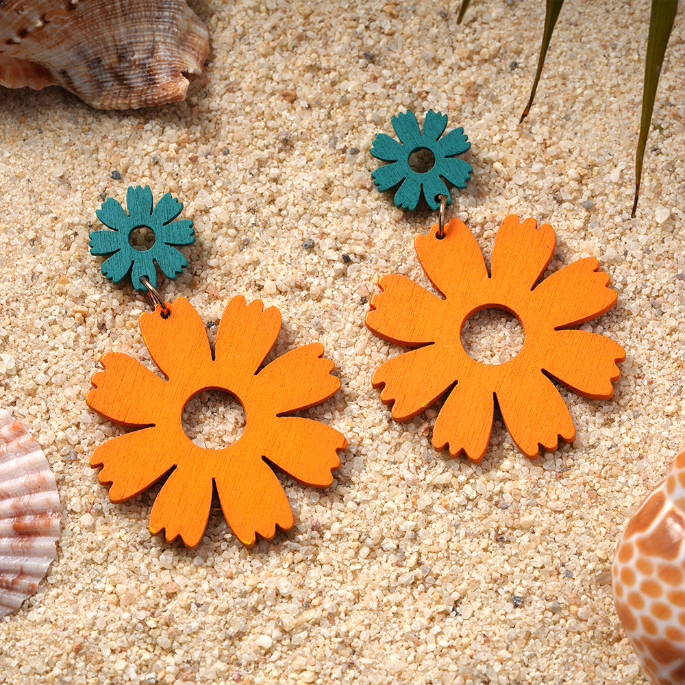 Soft Petal- Vibrant floral dangler earrings